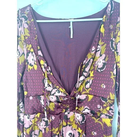 NWOT Free People Morning Light Mini Dress Burgundy Purple 10 - Picture 4 of 5